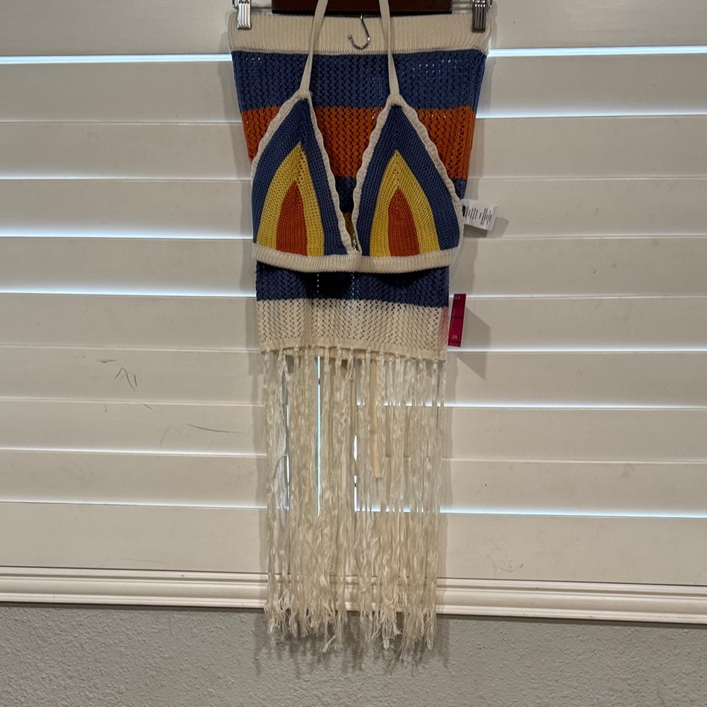 Almost Famous Blue and Orange Knit Wall Hanging